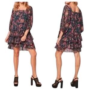 BAND OF THE FREE Mandy Floral Long Sleeve Mini Babydoll Dress Boho Ruffle NWT XS